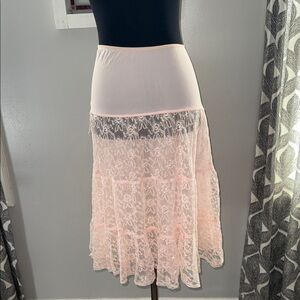 Vintage 50’s/ 60’s Pale Pink Lace Slip Skirt Petticoat SZ small